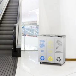 Mülltrennsystem Mit 3 Fächern - Mit Rollen - Edelstahl -Berühmter Küchengeräte Laden MTSD3 room f1d8