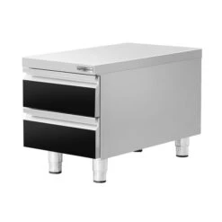 Schubladenschrank - Schwarz-Titan - 400x660mm - 2 Schubladen -Berühmter Küchengeräte Laden SS2K466 1 7f4e