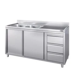 Spülschrank Mit 3 Schubladen - 2000x700mm - 2 Becken Links - Mit Aufkantung & Schiebetüren 13 Spülschrank Mit 3 Schubladen - 2000x700mm - 2 Becken Links - Mit Aufkantung & Schiebetüren -Berühmter Küchengeräte Laden SSIE207BL2 SS3IE467 1 0ae1 1