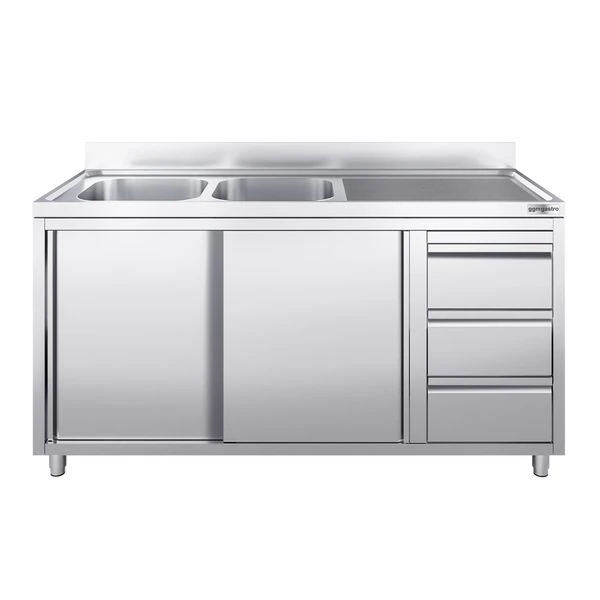 Spülschrank Mit 3 Schubladen - 2000x700mm - 2 Becken Links - Mit Aufkantung & Schiebetüren 6 Spülschrank Mit 3 Schubladen - 2000x700mm - 2 Becken Links - Mit Aufkantung & Schiebetüren - Image 4