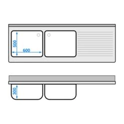 Spülschrank Mit 3 Schubladen - 2000x700mm - 2 Becken Links - Mit Aufkantung & Schiebetüren 15 Spülschrank Mit 3 Schubladen - 2000x700mm - 2 Becken Links - Mit Aufkantung & Schiebetüren -Berühmter Küchengeräte Laden SSIE207BL2 SS3IE467 drawing 1247 1
