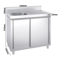 Spülschrank PREMIUM - 1000x700mm - Mit 1 Becken Links