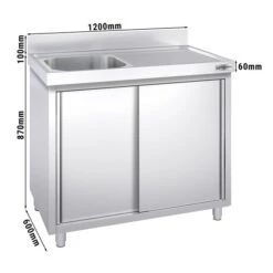 Spülschrank PREMIUM - 1200x600mm - Mit 1 Becken Links