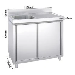 Spülschrank PREMIUM - 1200x700mm - Mit 1 Becken Links