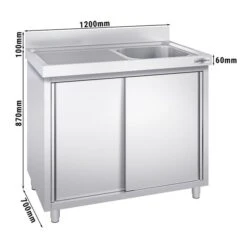 Spülschrank PREMIUM - 1200x700mm - Mit 1 Becken Rechts