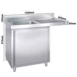 Spülmaschinen Spülschrank - 1200x600mm - Mit 1 Becken Links