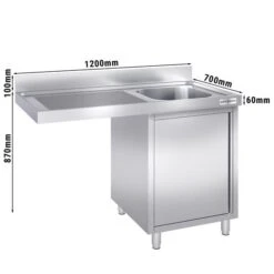 Spülmaschinen Spülschrank - 1200x700mm - Mit 1 Becken Rechts