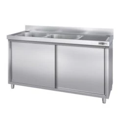 Spülschrank PREMIUM - 1600x600mm - Mit 2 Becken Links -Berühmter Küchengeräte Laden SSK166BL2 1 c144