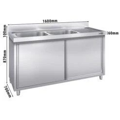Spülschrank PREMIUM - 1600x700mm - Mit 2 Becken Links