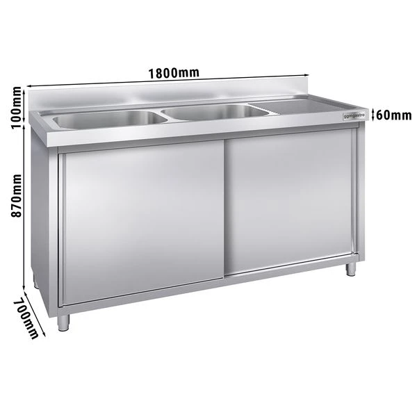 Spülschrank PREMIUM - 1800x700mm - Mit 2 Becken Links 3 Spülschrank PREMIUM - 1800x700mm - Mit 2 Becken Links
