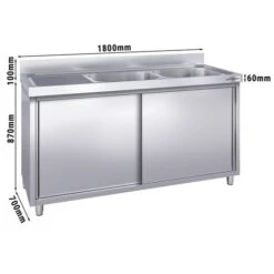 Spülschrank PREMIUM - 1800x700mm - Mit 2 Becken Rechts