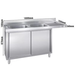 Spülmaschinen Spülschrank - 1800x700mm - Mit 2 Becken Links