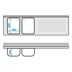 Spülschrank PREMIUM - 2000x600mm - Mit 2 Becken Links -Berühmter Küchengeräte Laden SSK206BL2 drawing 1f05