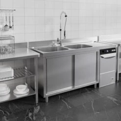 Spülmaschinen Spülschrank - 2000x600mm - Mit 2 Becken Links -Berühmter Küchengeräte Laden SSK206SBL2IMAGE 3127