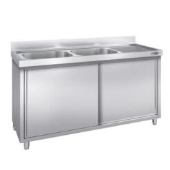 Spülschrank PREMIUM - 2000x700mm - Mit 2 Becken Links -Berühmter Küchengeräte Laden SSK207BL2 dec1
