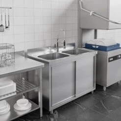 Spülschrank PREMIUM - 1000x600mm - Mit 2 Becken Mittig -Berühmter Küchengeräte Laden SSR106BM2IMAGE e46e