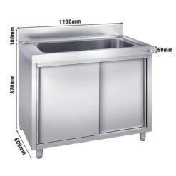 Topfspülschrank - 1200x600mm - Mit 1 Becken