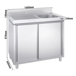 Spülschrank PREMIUM - 1600x600mm - Mit 1 Becken Rechts