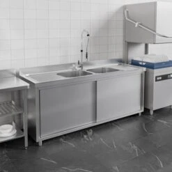 Spülschrank PREMIUM - 1800x600mm - Mit 2 Becken Mittig -Berühmter Küchengeräte Laden SSR186BM2IMAGE 7782