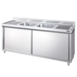 Spülschrank PREMIUM - 1800x700mm - Mit 2 Becken Mittig -Berühmter Küchengeräte Laden SSR187BM2 1 335c