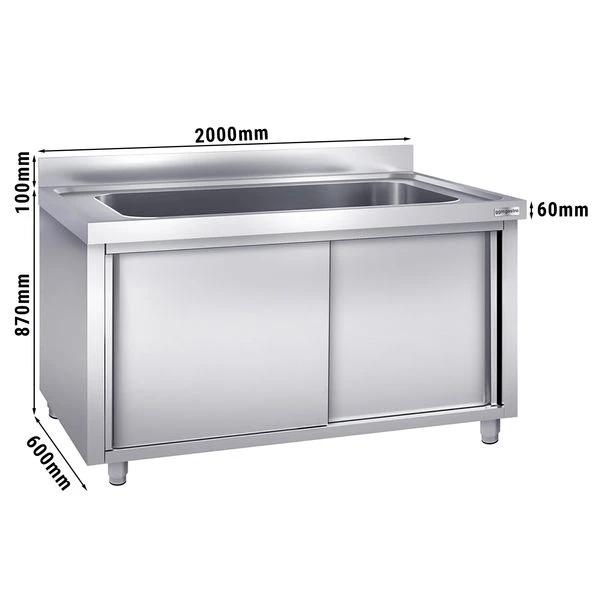 Topfspülschrank - 2000x600mm - Mit 1 Becken 3 Topfspülschrank - 2000x600mm - Mit 1 Becken