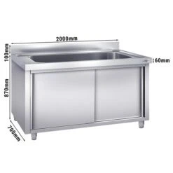 Topfspülschrank - 2000x700mm - Mit 1 Becken