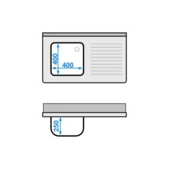 Spültisch PREMIUM - 1000x600mm - Mit Grundboden & 1 Becken Links -Berühmter Küchengeräte Laden STK106BL1 drawing 8080
