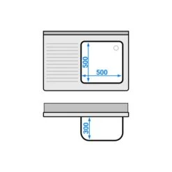 Spültisch PREMIUM - 1000x700mm - Mit Grundboden & 1 Becken Rechts -Berühmter Küchengeräte Laden STK107BR1 drawing 7f94