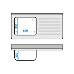 Spültisch PREMIUM - 1400x700mm - Mit Grundboden & 1 Becken Links -Berühmter Küchengeräte Laden STK147BL1 drawing c692