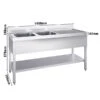 Spültisch PREMIUM - 1400x700mm - Mit Grundboden & 2 Becken Links -Berühmter Küchengeräte Laden STK147BL2 0 fc2b