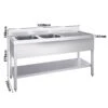 Spültisch PREMIUM - 1800x700mm - Mit Grundboden & 2 Becken Links