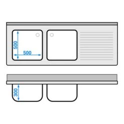 Spültisch PREMIUM - 1800x700mm - Mit Grundboden & 2 Becken Links 13 Spültisch PREMIUM - 1800x700mm - Mit Grundboden & 2 Becken Links -Berühmter Küchengeräte Laden STK187BL2 drawing 3f8e