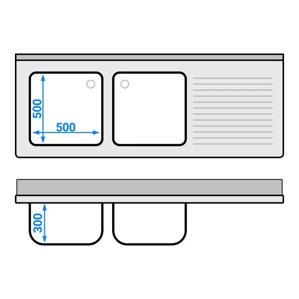 Spültisch PREMIUM - 1800x700mm - Mit Grundboden & 2 Becken Links 8 Spültisch PREMIUM - 1800x700mm - Mit Grundboden & 2 Becken Links - Image 6