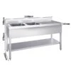 Spültisch PREMIUM - 2000x700mm - Mit Grundboden & 2 Becken Links -Berühmter Küchengeräte Laden STK207BL2 0 fbff