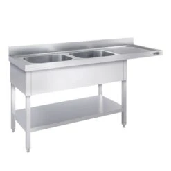 Spülmaschinen Spültisch - 2000x700mm - Mit 2 Becken Links -Berühmter Küchengeräte Laden STK207SBL2 3 742a