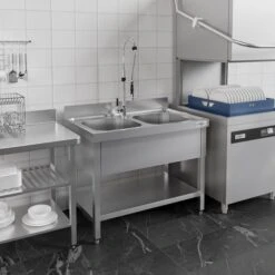 Spültisch PREMIUM - 1000x700mm - Mit Grundboden & 2 Becken Mittig -Berühmter Küchengeräte Laden STR106BM2 image 2c7b