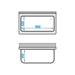 Topfspültisch - 1000x600mm - Mit Grundboden & 1 Becken -Berühmter Küchengeräte Laden STR106T1 drawing 61f8