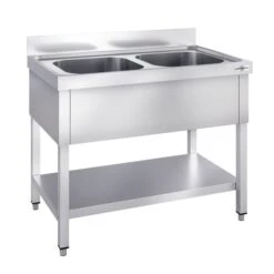 Spültisch PREMIUM - 1200x600mm - Mit Grundboden & 2 Becken Mittig -Berühmter Küchengeräte Laden STR126BM2 3 30d9