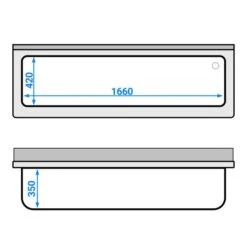 Topfspültisch - 1800x600mm - Mit Grundboden & 1 Becken -Berühmter Küchengeräte Laden STR186T1 drawing 664b