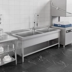 Topfspültisch - 2000x600mm - Mit Grundboden & 2 Becken -Berühmter Küchengeräte Laden STR206T2IMAGE 8ec1
