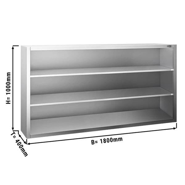 Edelstahl Wandhängeschrank PREMIUM - 1800x400mm - Ohne Schiebetür - 1000mm Hoch 3 Edelstahl Wandhängeschrank PREMIUM - 1800x400mm - Ohne Schiebetür - 1000mm Hoch
