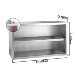 Edelstahl Wandhängeschrank 2,0 M - Ohne Schiebetür - 0,8 M Hoch
