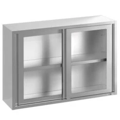 Edelstahl Wandhängeschrank - 2000x400mm - Mit Glasschiebetür - 1000mm Hoch -Berühmter Küchengeräte Laden WSI2010 001 398e