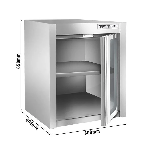 Edelstahl Wandhängeschrank - 600x400mm - Mit Glasflügeltür - 650mm Hoch 3 Edelstahl Wandhängeschrank - 600x400mm - Mit Glasflügeltür - 650mm Hoch