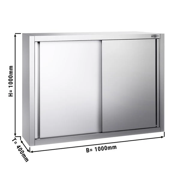 Edelstahl Wandhängeschrank PREMIUM - 1000x400mm - Mit Schiebetür - 1000mm Hoch 3 Edelstahl Wandhängeschrank PREMIUM - 1000x400mm - Mit Schiebetür - 1000mm Hoch