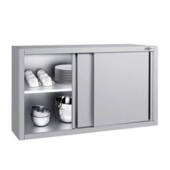 Edelstahl Wandhängeschrank ECO - 1000x400mm - Mit Schiebetür - 650mm Hoch -Berühmter Küchengeräte Laden WSK104 ECO 2 b770