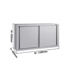 Edelstahl Wandhängeschrank ECO - 1200x400mm - Mit Schiebetür - 650mm Hoch
