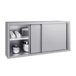 Edelstahl Wandhängeschrank ECO - 1400x400mm - Mit Schiebetür - 650mm Hoch -Berühmter Küchengeräte Laden WSK144 ECO 2 513b