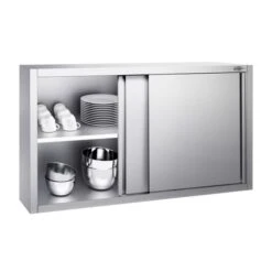Edelstahl Wandhängeschrank PREMIUM - 1400x400mm - Mit Schiebetür - 1000mm Hoch -Berühmter Küchengeräte Laden WSK148 2 95d1