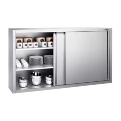 Edelstahl Wandhängeschrank PREMIUM - 1600x400mm - Mit Schiebetür - 1000mm Hoch -Berühmter Küchengeräte Laden WSK1610 2 0f49